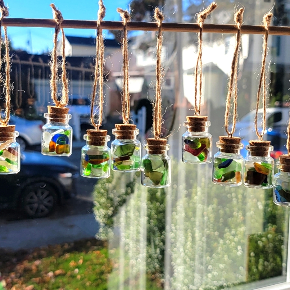 GENUINE SURF TUMBLED SEA GLASS SUNCATCHERS
